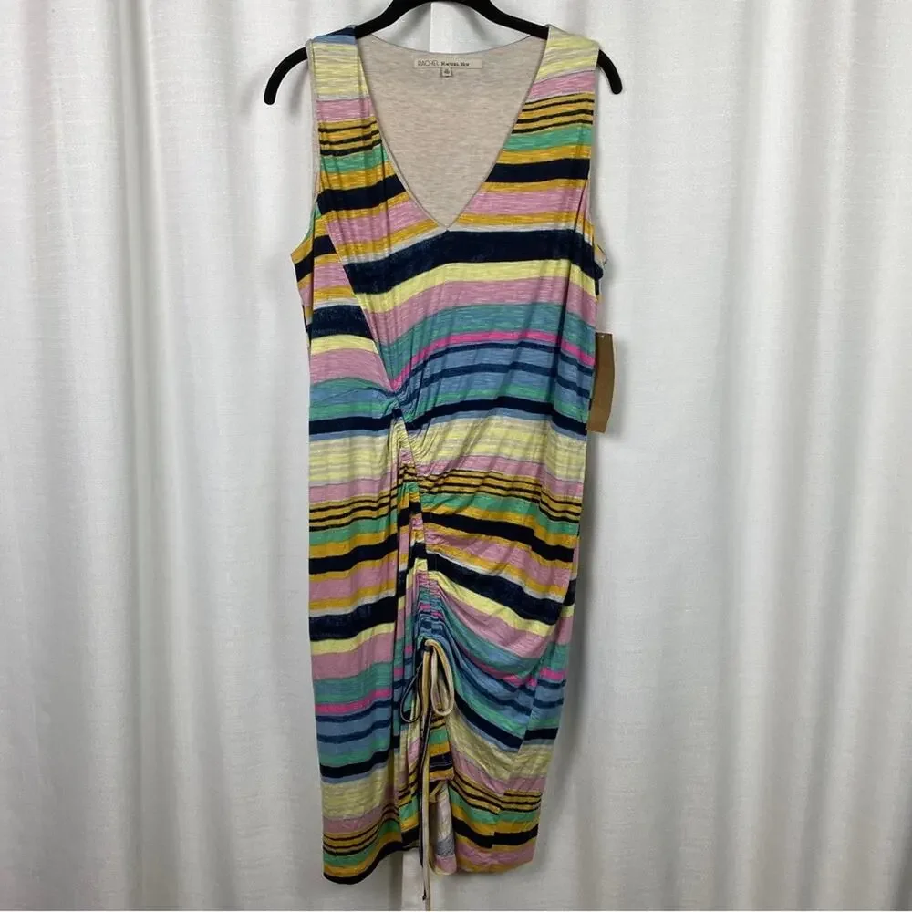 Rachel Rachel Roy April Navy Combo Striped Hem Tie Dress Sz.1X NWT - Picture 5 of 16